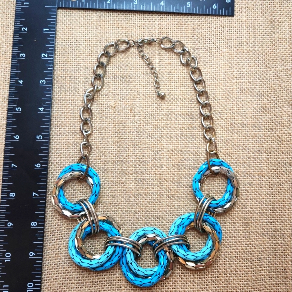 Turquoise Colored Chain Necklace Adjustable